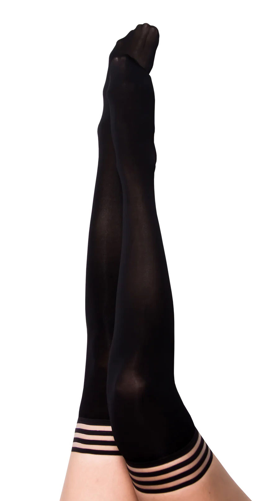 Danielle - Black Opaque Thigh High - Size C - Black