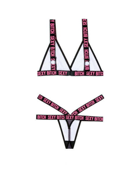 Sexy Bitch Bralette and Strappy Panty Set - Black - M/l