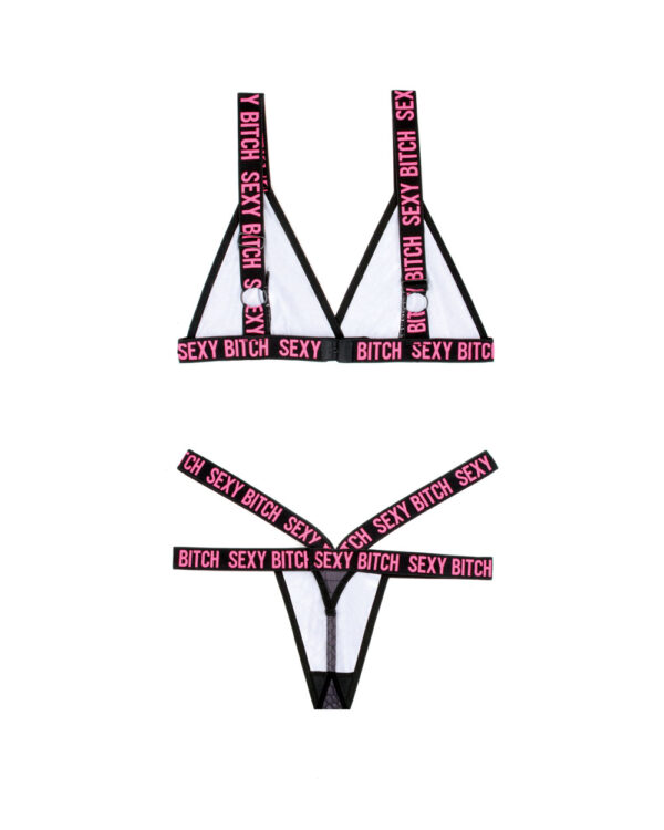 Sexy Bitch Bralette and Strappy Panty Set - Black - M/l