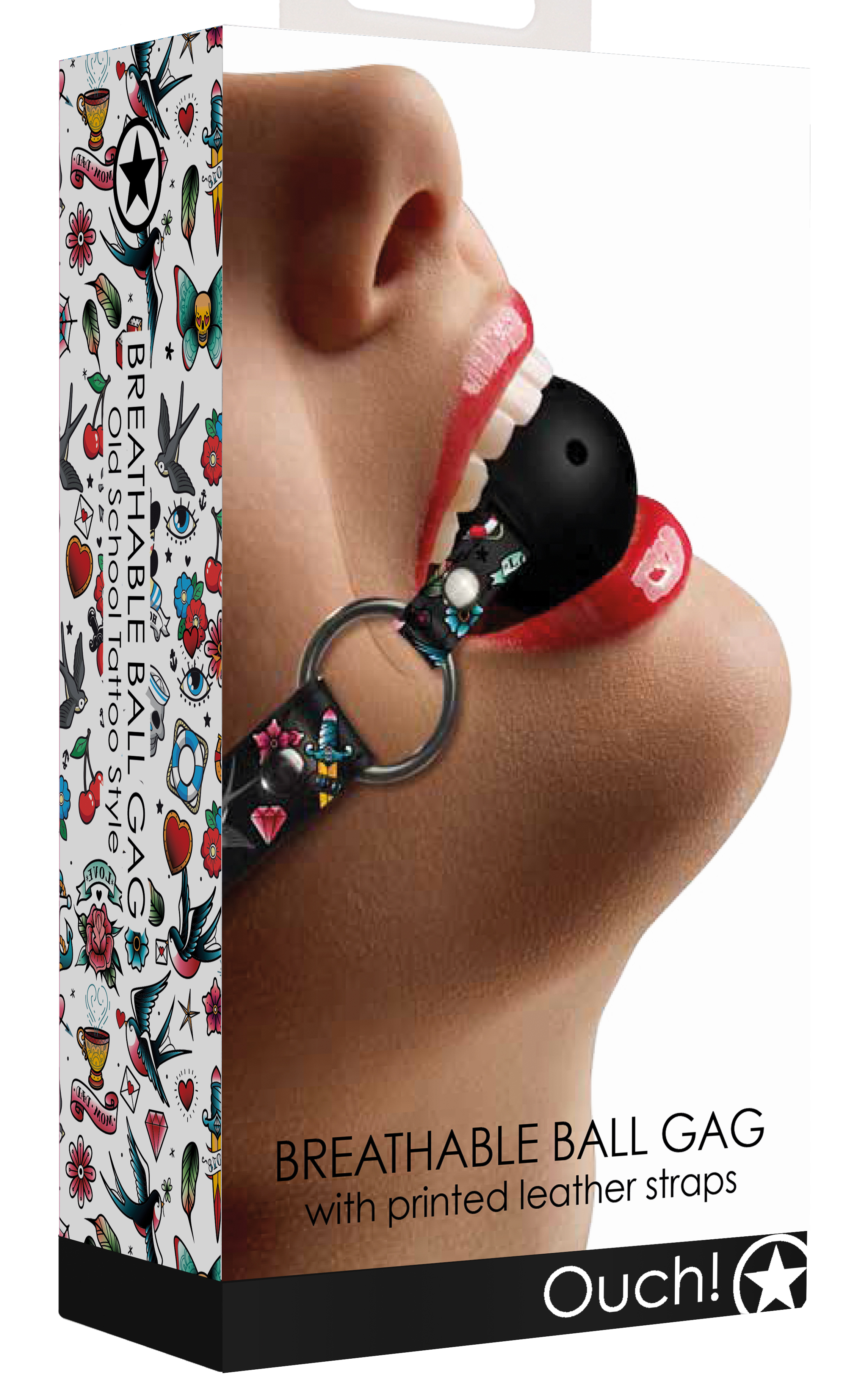 Breatheable Ball Gag - Old School Tattoo Style - Black