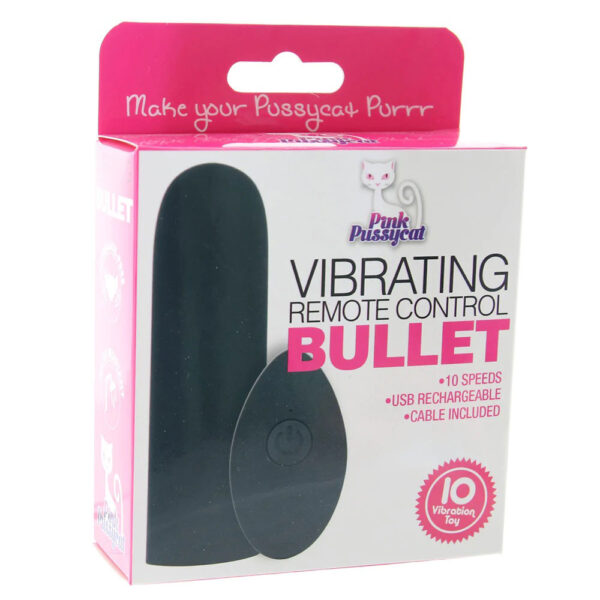 Pink Pussycat Vibrating Remote Control Bullet -  Black
