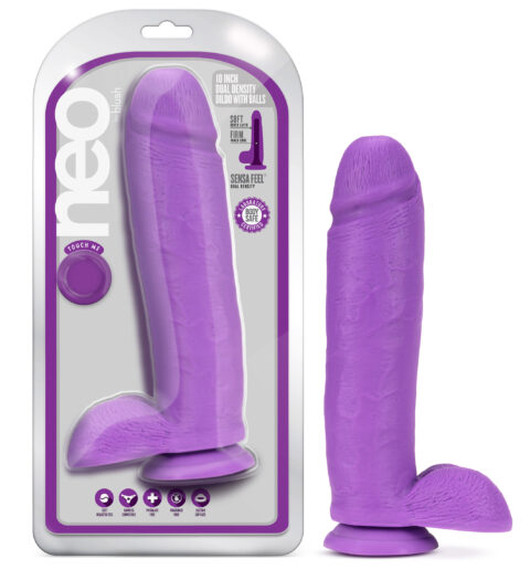 Neo - 10 Inch Dual Density Dildo - Neon Purple