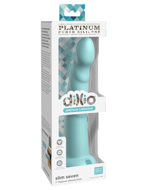 Dillio Platinum - Slim Seven 7 Inch Dildo - Teal