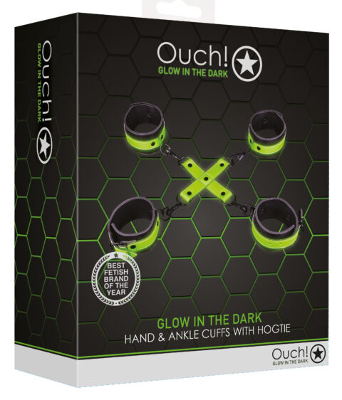Hand and Ankle Cuffs With Hogtie - Glow in the  Dark