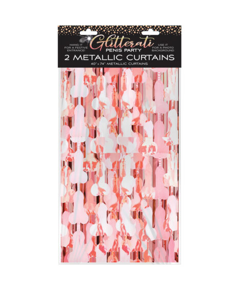 Glitterati Penis Foil Curtain - Rose Gold