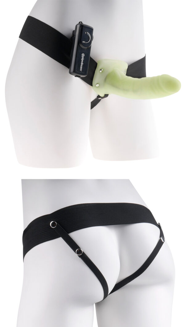 Fetish Fantasy Series for Him or Her Vibrating Hollow Strap-on - Glow in the Dark